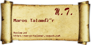Maros Talamér névjegykártya